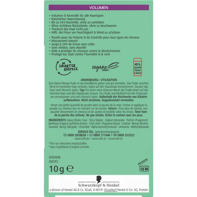 Schwarzkopf taft Haarpoeder VOLUMEN 10 g