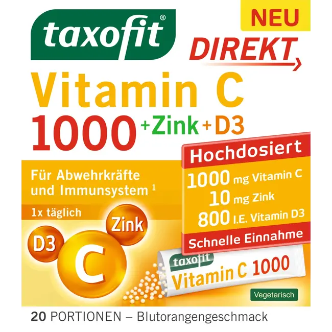 taxofit Vitamine C + Zink + D3 Direct Granulaat 20 St 60 g