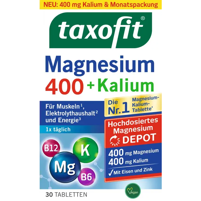 taxofit Magnesium 400 + Kalium Tabletten 30 Stuks 63 g