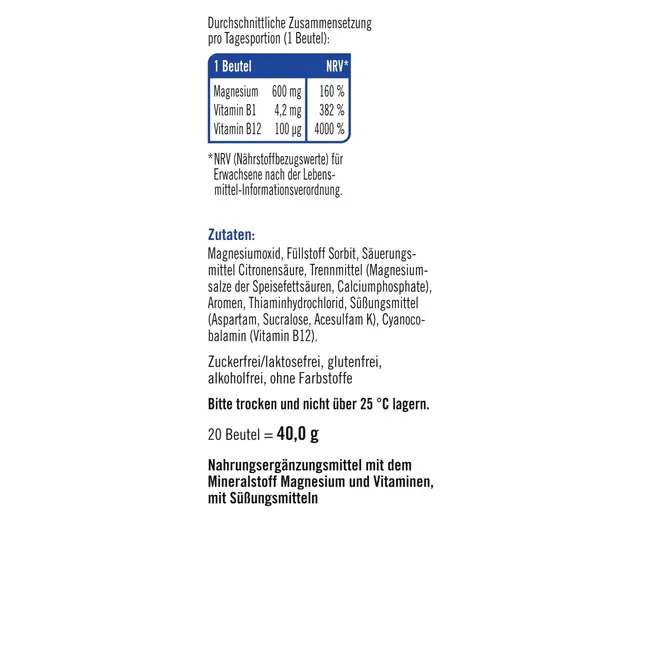 taxofit Magnesium 600 + B12 Direct-granulaat 20th St 40 g