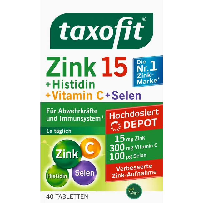 taxofit Zink + Histidine + Vitamine C. + Selenium Tablet 40 St 31.2 g