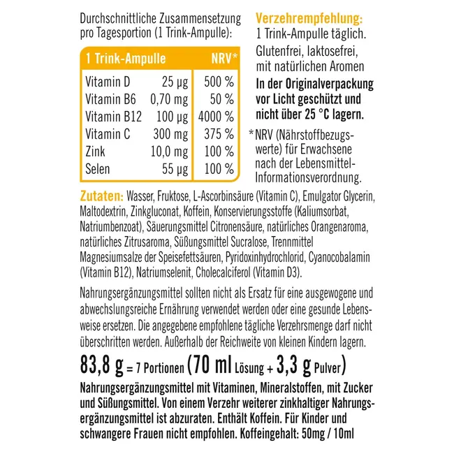 taxofit Immun + Energie Drinkampullen Immuunkuur 7st 83.8 g