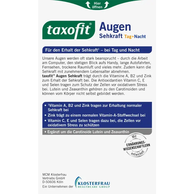 taxofit Ogen Gezichtsvermogen Dag+nacht Capsules 15.3 g