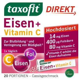 taxofit taxofit Ijzer + Foliumzuur + Vitamine C Direct Granulaat (20 Stuks)