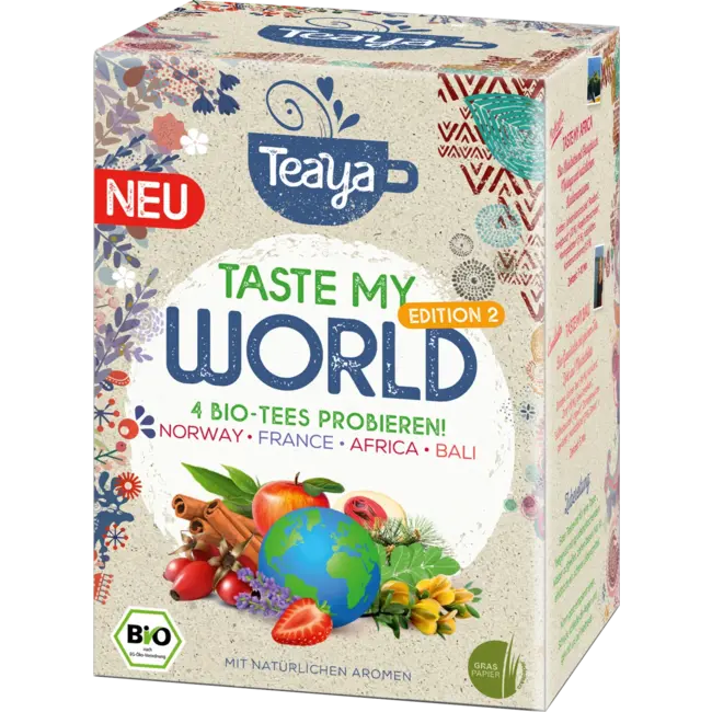 Teaya Theemengsel "taste My World", 4 Verschillende Soorten Thee (16 Zakjes) 31.6 g