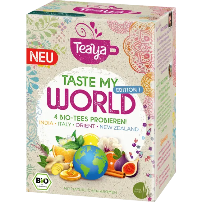 Teaya Theemengsel "taste My World", 4 Verschillende Soorten Thee (16 Zakjes) 32 g