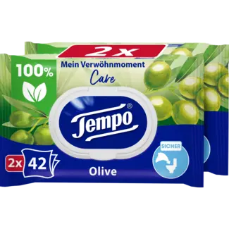 Tempo Tempo Vochtig Toiletpapier Mijn Verwenmoment Care Olive (2x42 St)