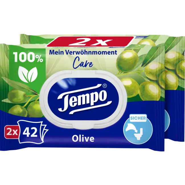 Tempo Vochtig Toiletpapier Mijn Verwenmoment Care Olive (2x42 St) 84 St