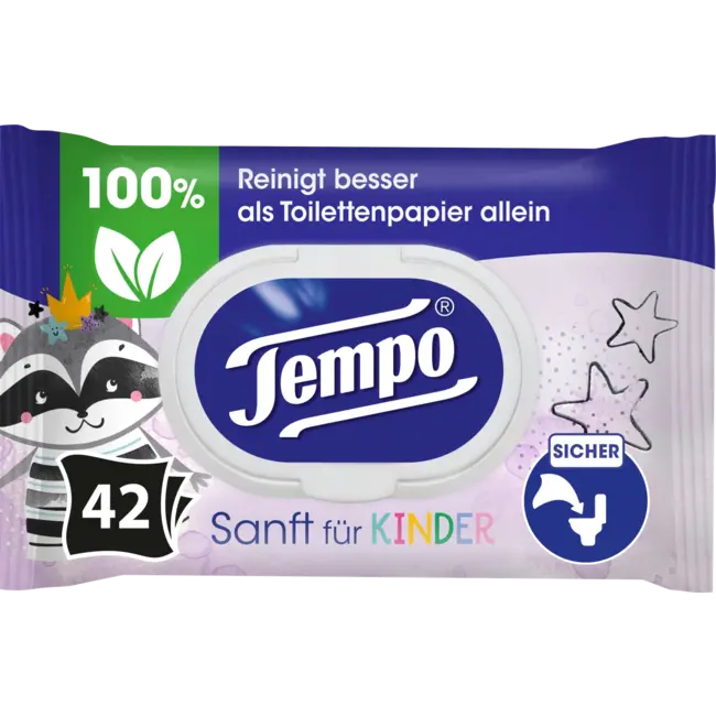 Tempo Vochtige Toiletdoekjes Zacht Voor Kinderen 42 St