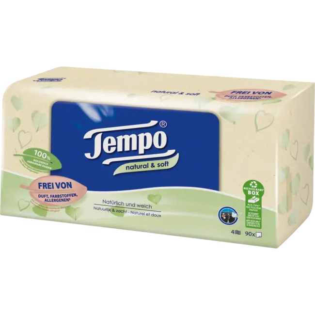 Tempo Zakdoeken Box Natural & Soft 90 St