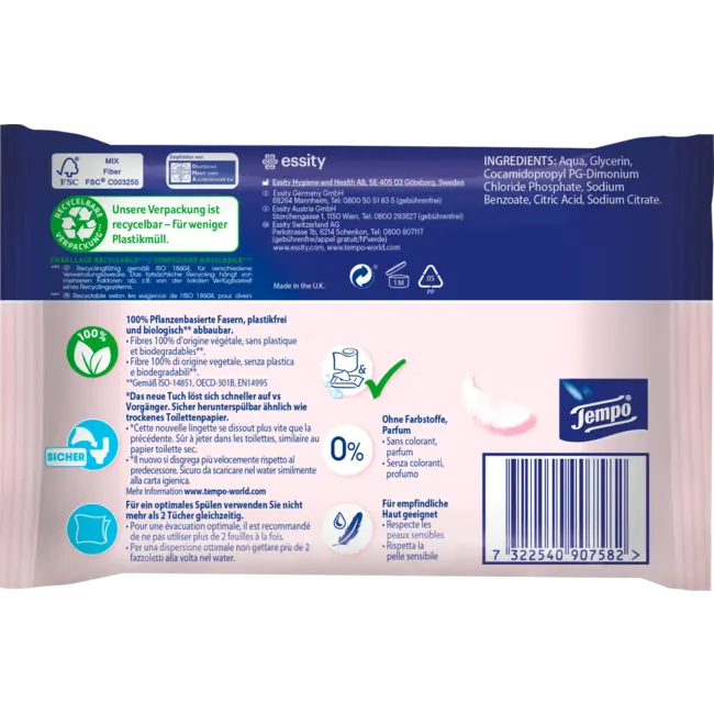 Tempo Vochtig Toiletpapier Zacht & Puur (2x42 St) 84 St