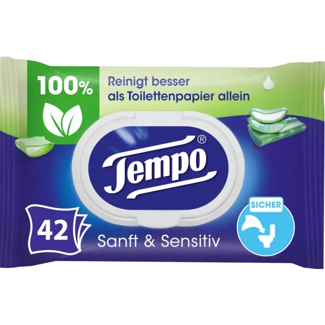 Tempo Vochtig Toiletpapier Zacht & Gevoelig 42 St