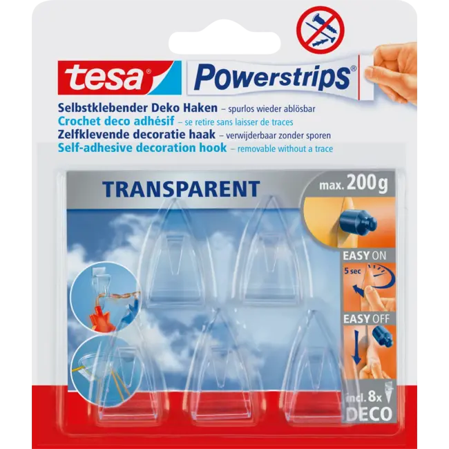 tesa Dekohaken Powerstrips® transparant Set 5tlg 1 St