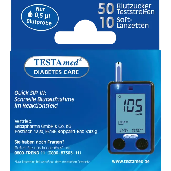 Testa med Glucocheck ADVANCE Combiverpakking 50 Bloedsuiker Teststrips + 10 Lancetten 50 St