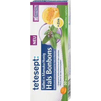 tetesept tetesept Keelsnoepjes Salie + Manuka Honing 20 St