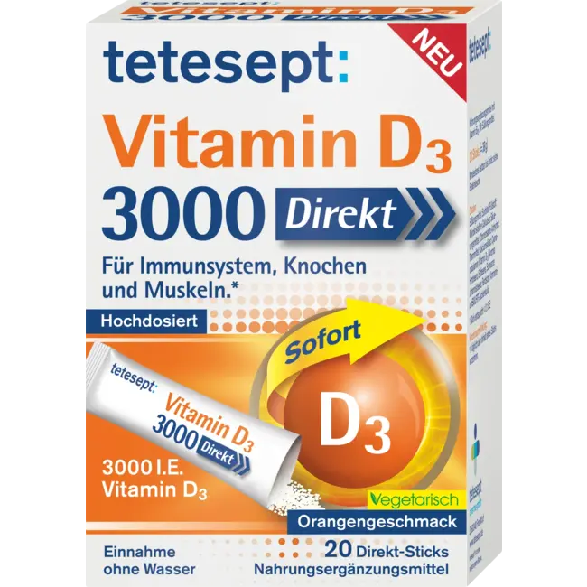 tetesept Vitamine D 3000 I.e. Directe Sticks 20 Stuks 36 g