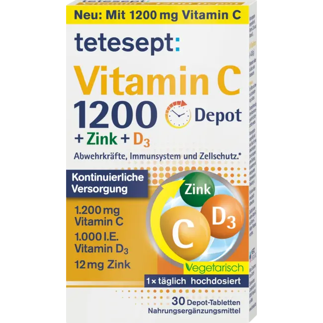tetesept Vitamine C 1200 Depot + Zink + D3 Tabletten 30 St 43.8 g