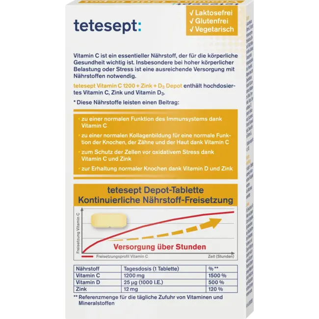 tetesept Vitamine C 1200 Depot + Zink + D3 Tabletten 30 St 43.8 g