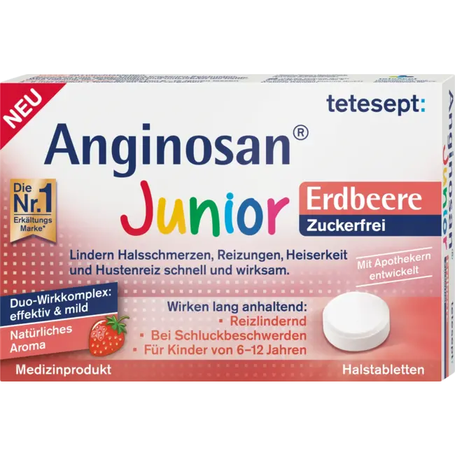 tetesept Anginosan Junior Keel Tabletten Suikervrij 20 St