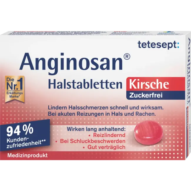 tetesept Anginosan Keel Tabletten Kers Suikervrij 20 St