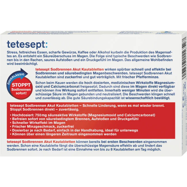 tetesept Brandend Maagzuur Acute Kauwtabletten 20 St