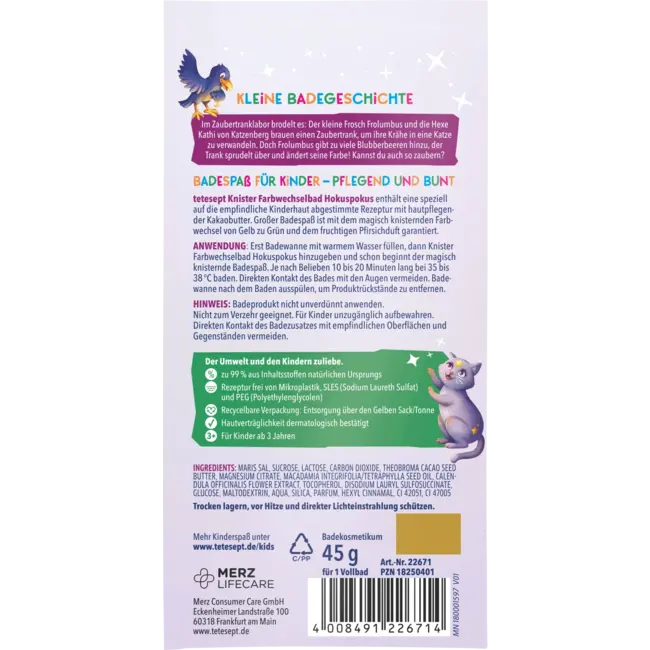 tetesept Kinderbadadditief Knetter-kleurwisselbad Hocus Pocus 45 g