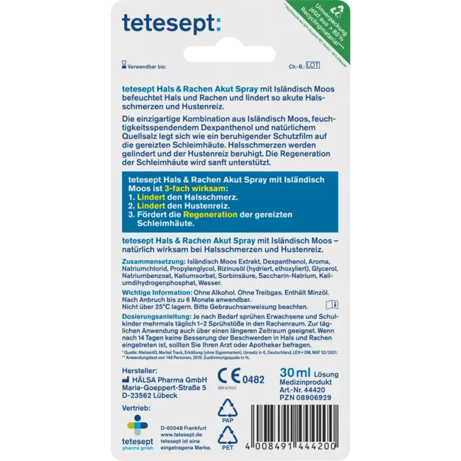 tetesept Keel- En Keelspray Met Ijslands Mos 30 ml
