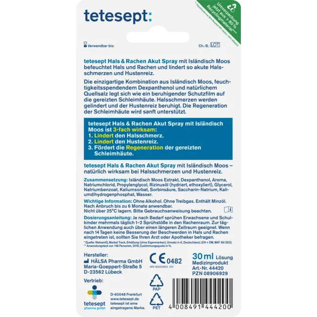 tetesept Keel- En Keelspray Met Ijslands Mos 30 ml