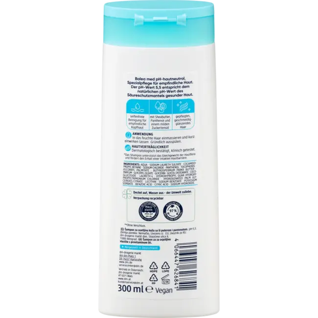 Balea med Shampoo Huidneutraal, Voor De Gevoelige Hoofdhuid 300 ml