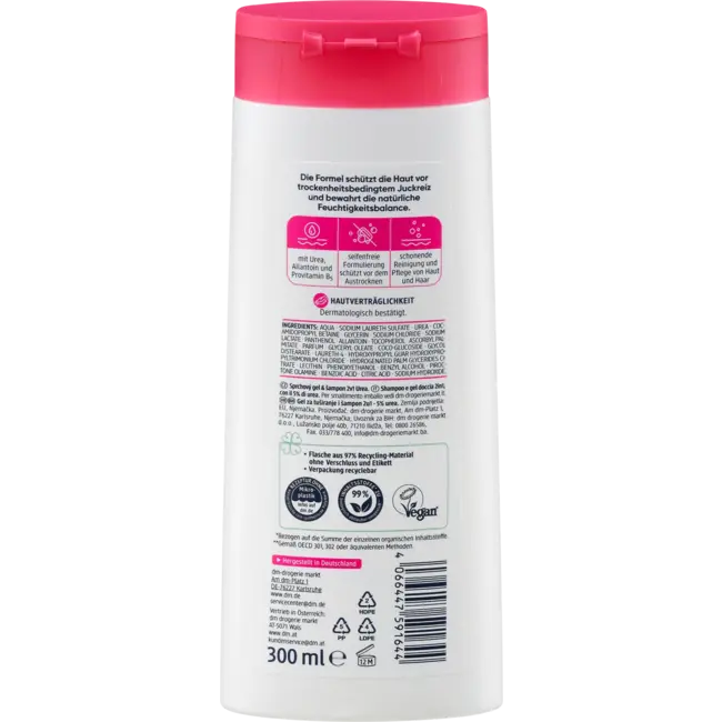 Balea med Douchegel 2in1 Douche + Shampoo 5% Ureum 300 ml