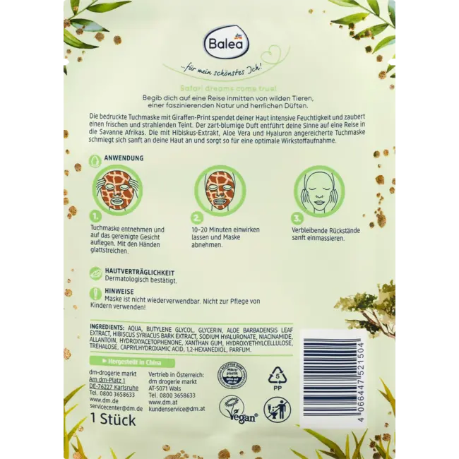 Balea Gedrukt Doekmasker Giraffe 1 St