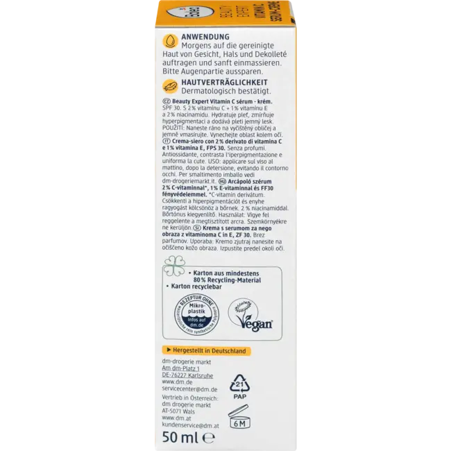 Balea Beauty Expert Gezichtsserum Vitamine C Serum Crème SPF 30 50 ml