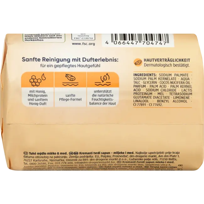 Balea Vaste Crèmezeep Melk & Honing 150 g