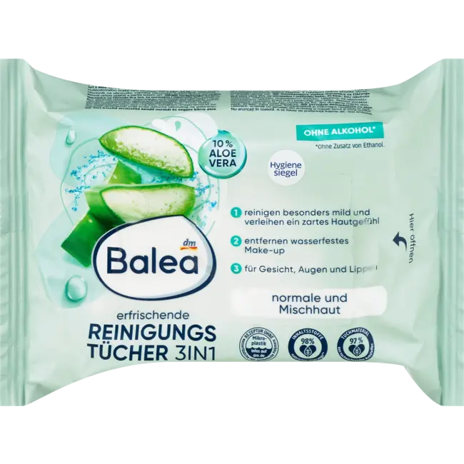 Balea Make-updoekjes 3in1 Verfrissend 25 St