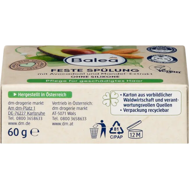Balea Vaste Conditioner Avocado Amandelmelk 60 g