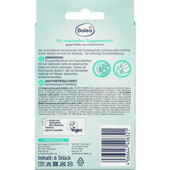 Balea Drukpuntbescherming Voetgelpads 6 St