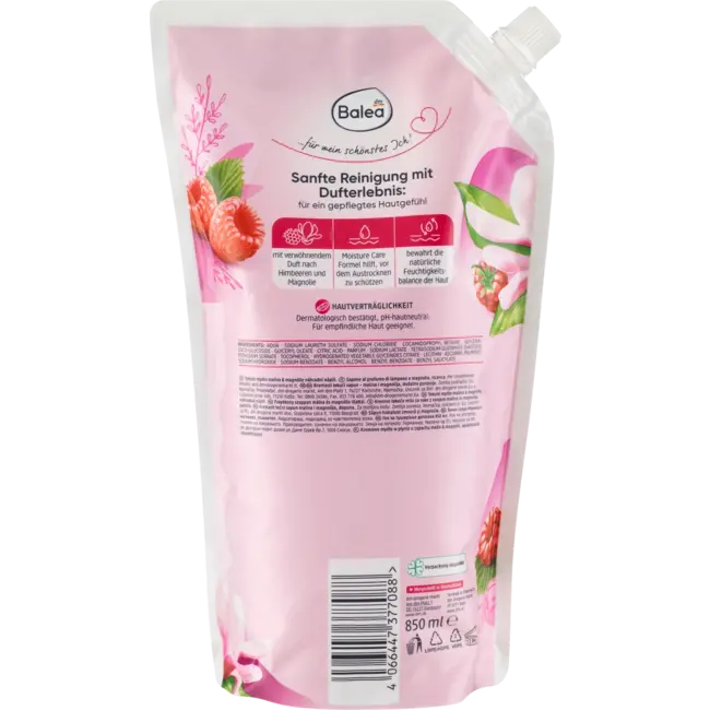 Balea Crèmezeep Framboos & Magnolia Navulling 850 ml