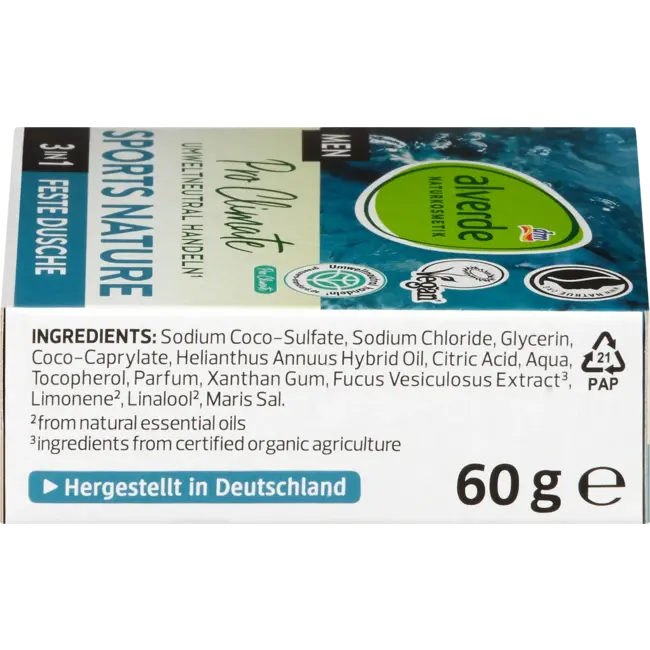 alverde MEN Vaste Douche 3in1 Sport Nature 60 g
