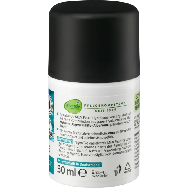 alverde MEN Gezichtsgel Hydro Nature 24h Hyaluron 50 ml