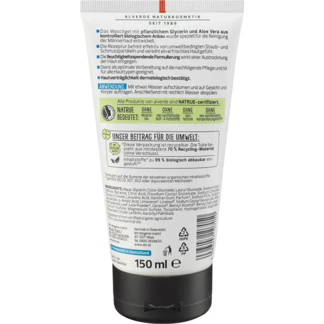 alverde MEN Washgel Hydro Nature 150 ml