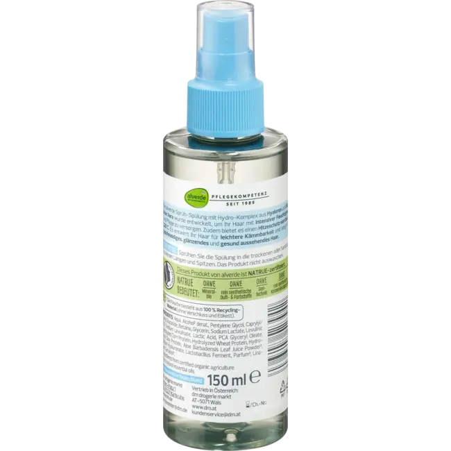 alverde NATURKOSMETIK Sproeiconditioner Vocht Biologische Aloë Vera & Hyaluron 150 ml