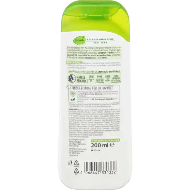 alverde NATURKOSMETIK Shampoo Kruiden 7 Bio Kruiden 200 ml