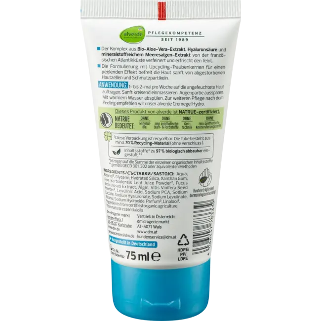 alverde NATURKOSMETIK Hydro-gezichtspeeling 75 ml