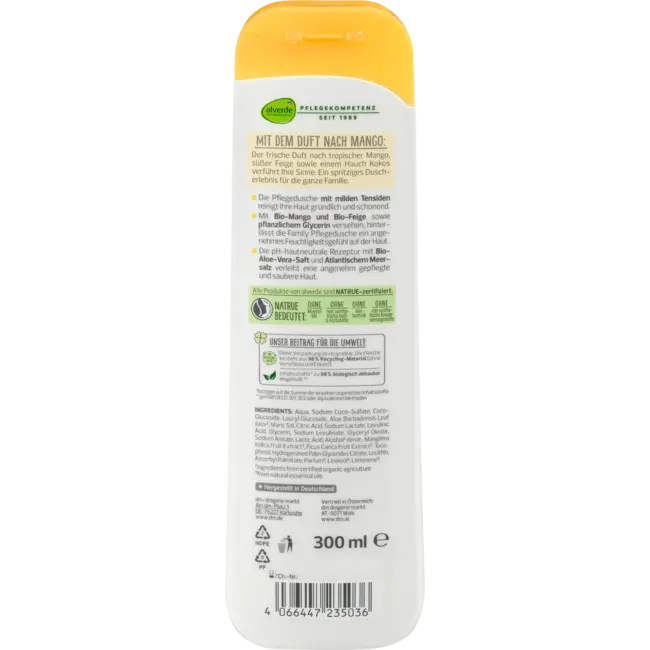 alverde NATURKOSMETIK Family Douchegel Bio-mango Bio-feige 300 ml