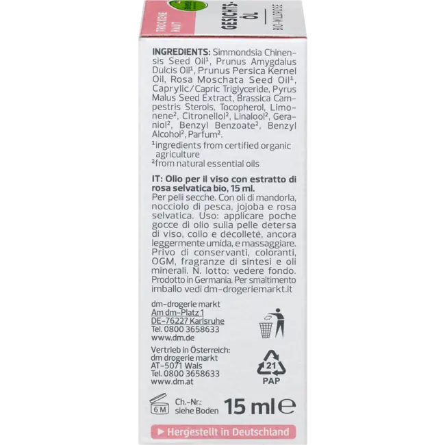 alverde NATURKOSMETIK Wilde Roos Gezichtsolie 15 ml