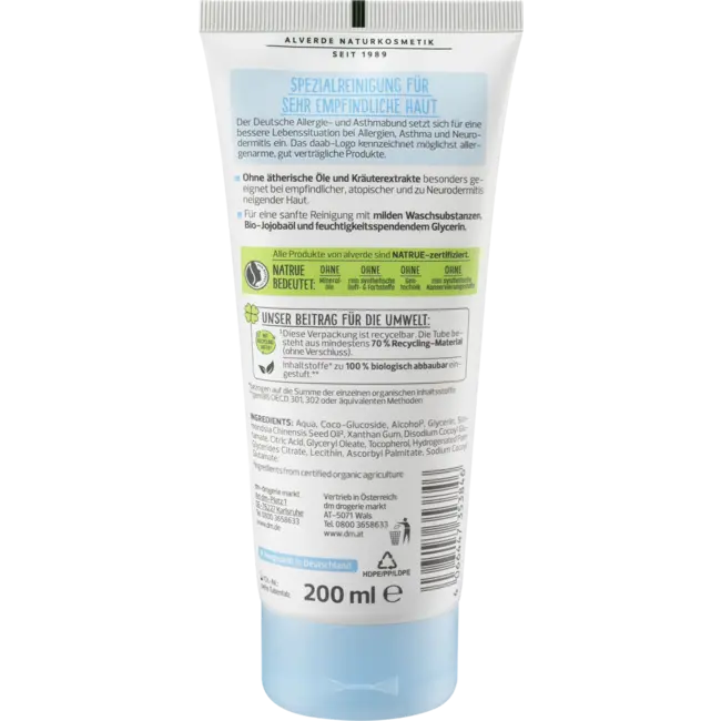 alverde NATURKOSMETIK Douchegel Ultra Sensitive 200 ml