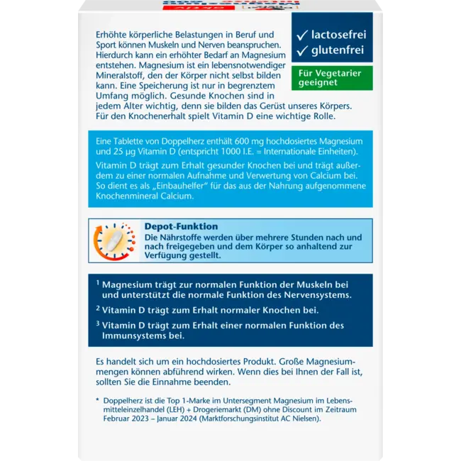 Doppelherz Magnesium Intens 600 + Vitamine D3 Tabletten 30 St 47.1 g
