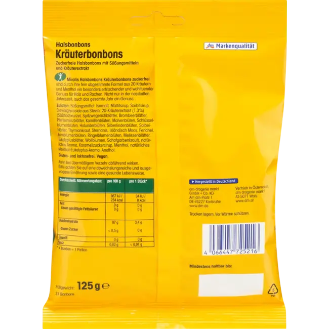 Mivolis Snoepjes, Kruidensnoepjes, Suikervrij 125 g