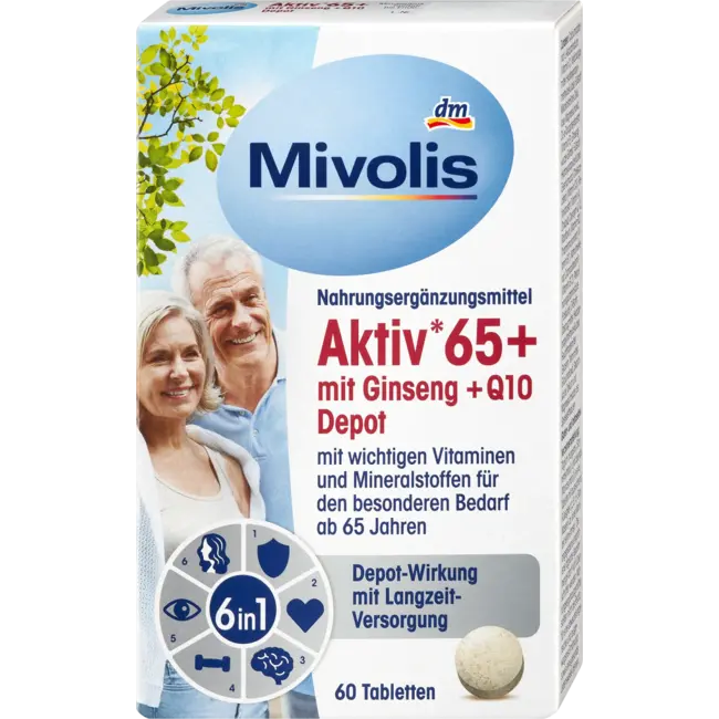 Mivolis Actief 65+ Met Ginseng + Q10 Depot 60 St. 51 g