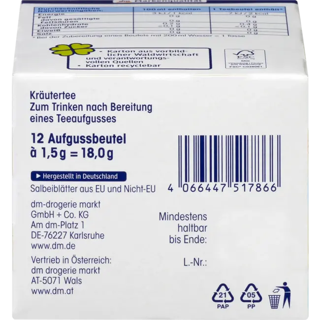 Mivolis Kruidenthee Salie Thee (12 Zakjes) 18 g